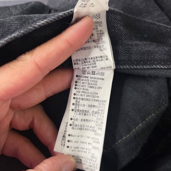 Moussy Vintage 27 Distressed Black Staley Tapered Jeans Button Fly Cotton Fray - Picture 12 of 15